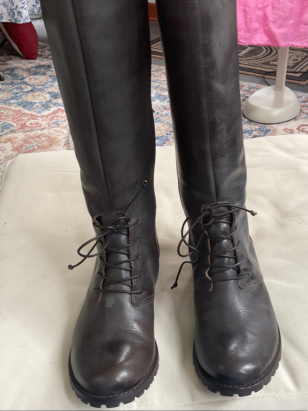 J. Jill Tall Lace-Up Boots, side zip in dark gray leather